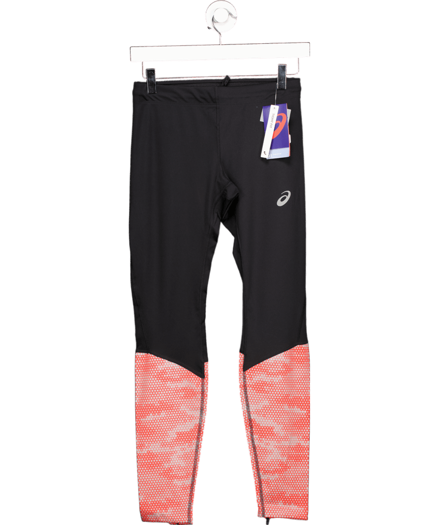 asics Black / Pink Performance Leggings UK S - Reliked