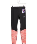 asics Black / Pink Performance Leggings UK S - Reliked