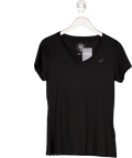 asics Black V - neck T-shirt UK M - Reliked