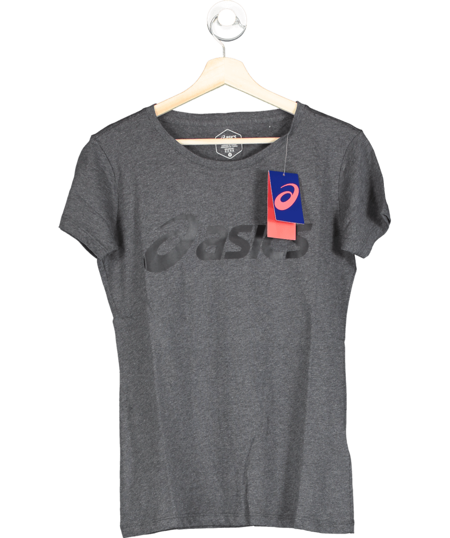 asics Dark Grey Heather Sport Logo Tee UK M - Reliked