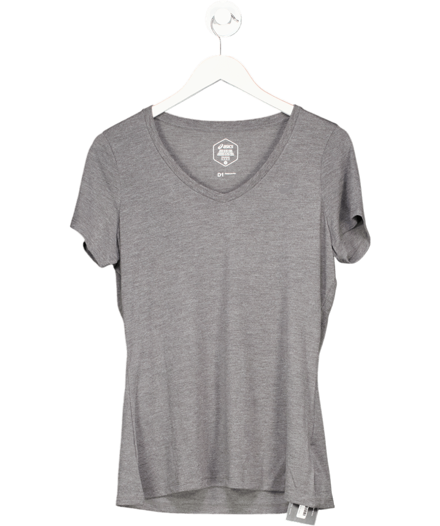 asics Grey V - neck T-shirt UK M - Reliked