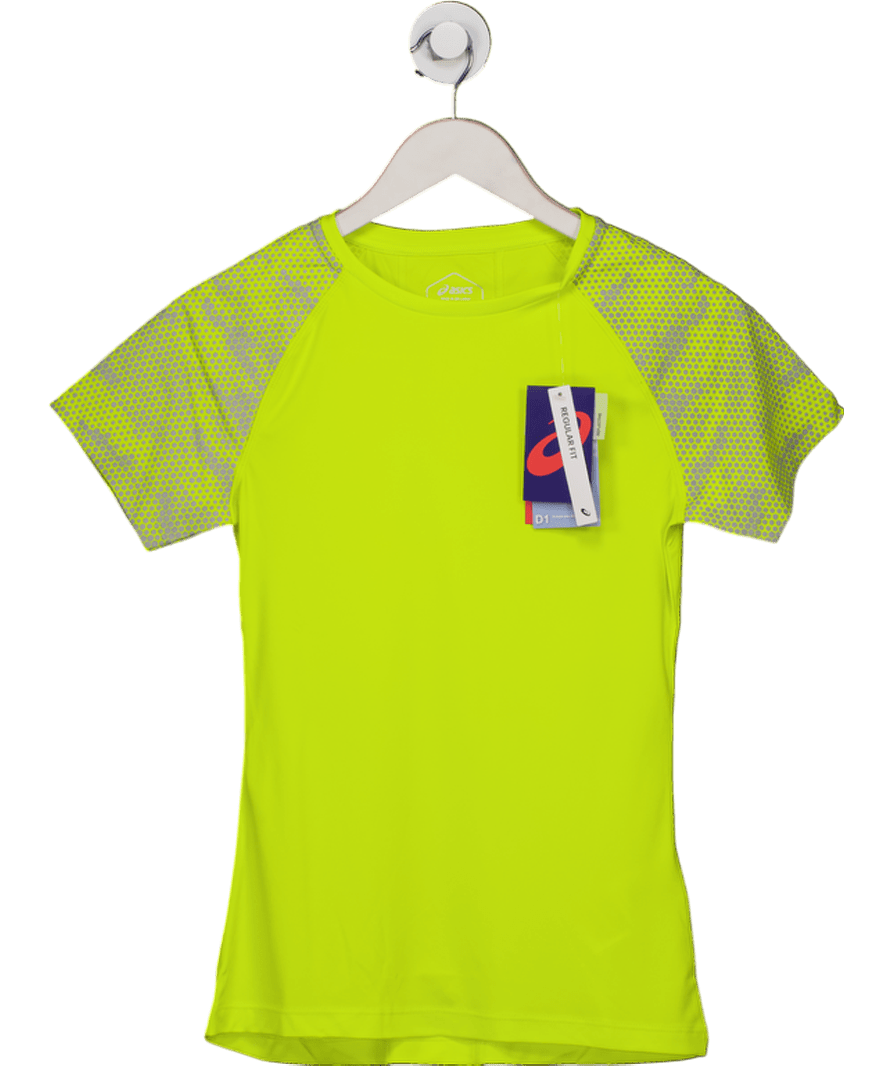 asics Yellow Lime Short Sleeve Quick Drying Short Sleeve Running Top UK XS - Reliked