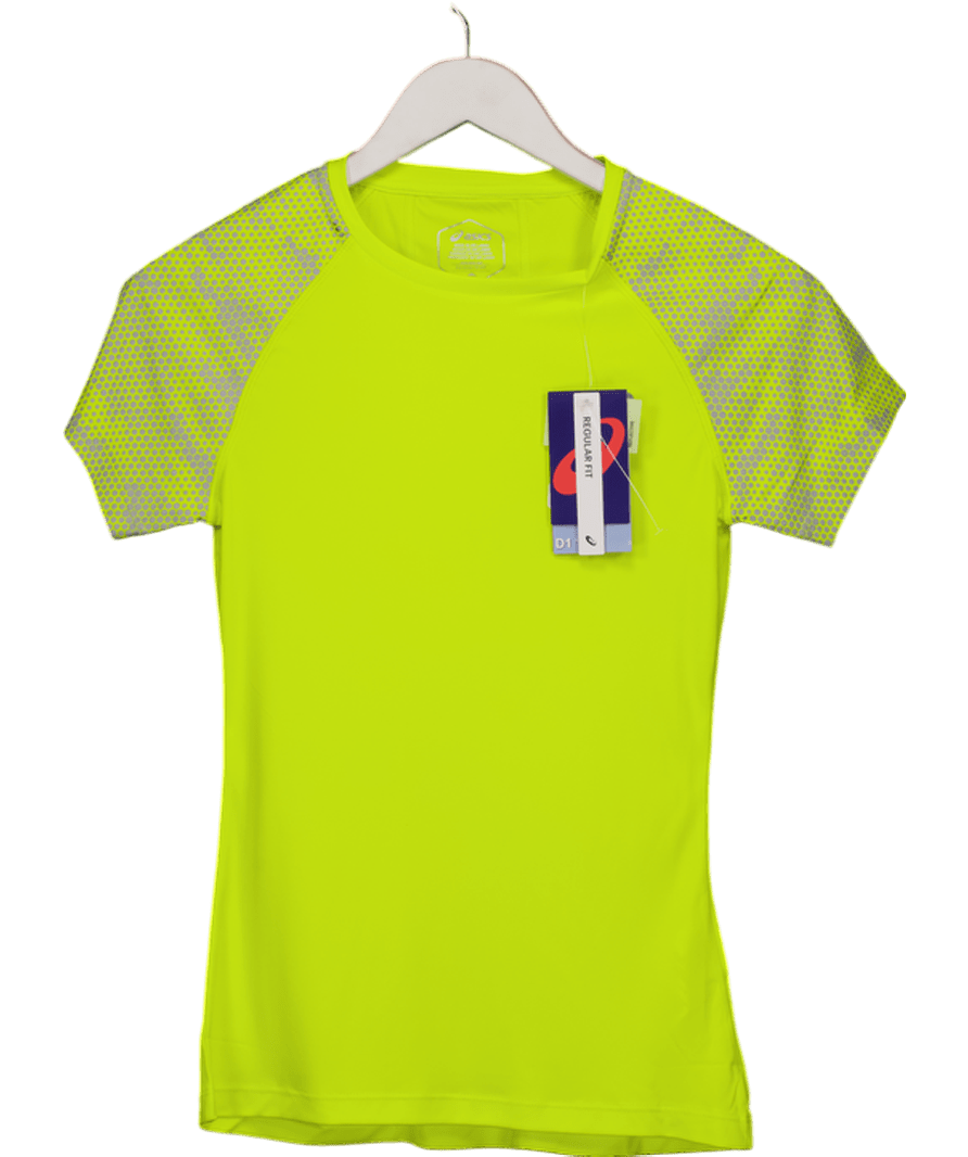 asics Yellow Short Sleeve Quick Drying Short Sleeve Running Top UK XS - Reliked