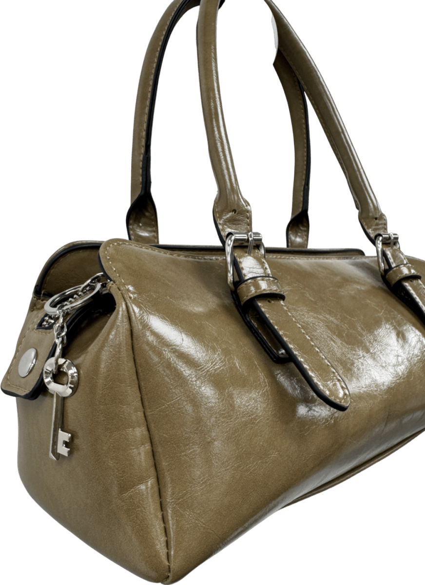 ASOS Beige Design Textured Bowler Bag With Key Bag Charm - Reliked