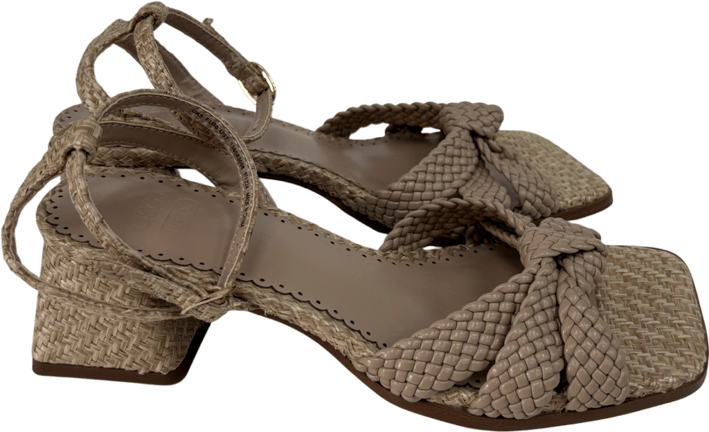 ASOS Beige Hummingbird Weave Mid Block Heeled Sandals UK 5 EU 38 👠 - Reliked