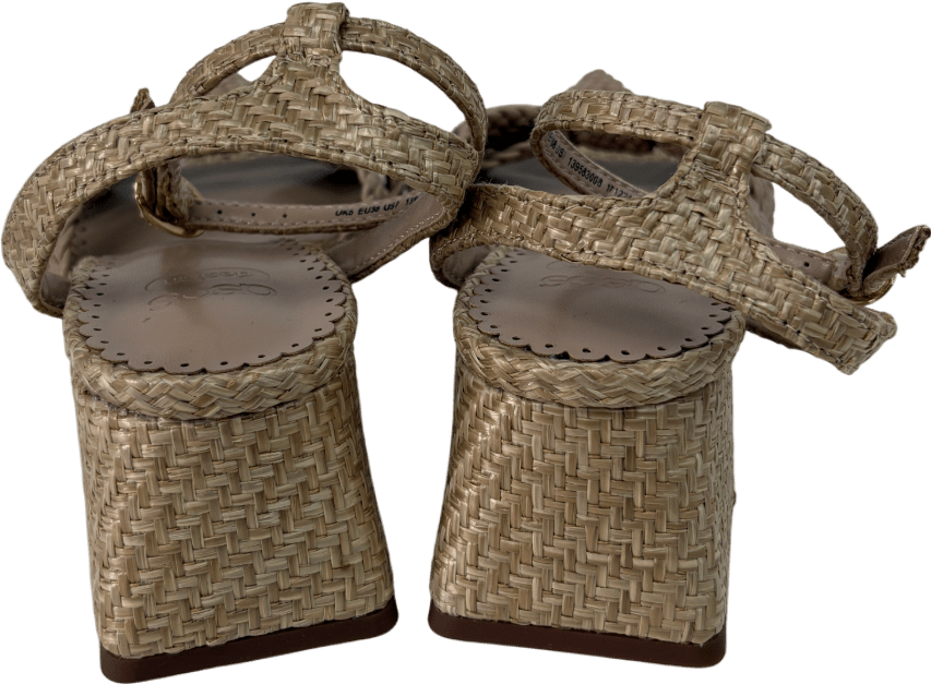 ASOS Beige Hummingbird Weave Mid Block Heeled Sandals UK 5 EU 38 👠 - Reliked