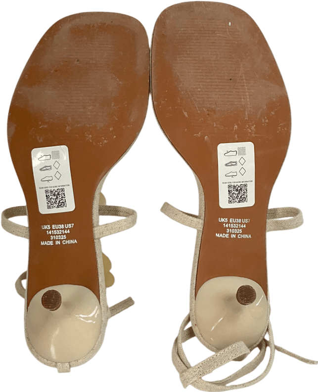 ASOS Beige Hyacinth Shell Trim Detail Mid Heeled Sandals In Natural Fabrication UK 5 EU 38 👠 - Reliked