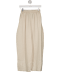 ASOS Beige Linen Blen Broderie Hem Trousers UK XS - Reliked