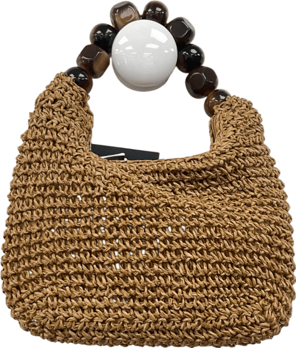 ASOS Beige Straw Grab Bag With Resin Ball Handle - Reliked