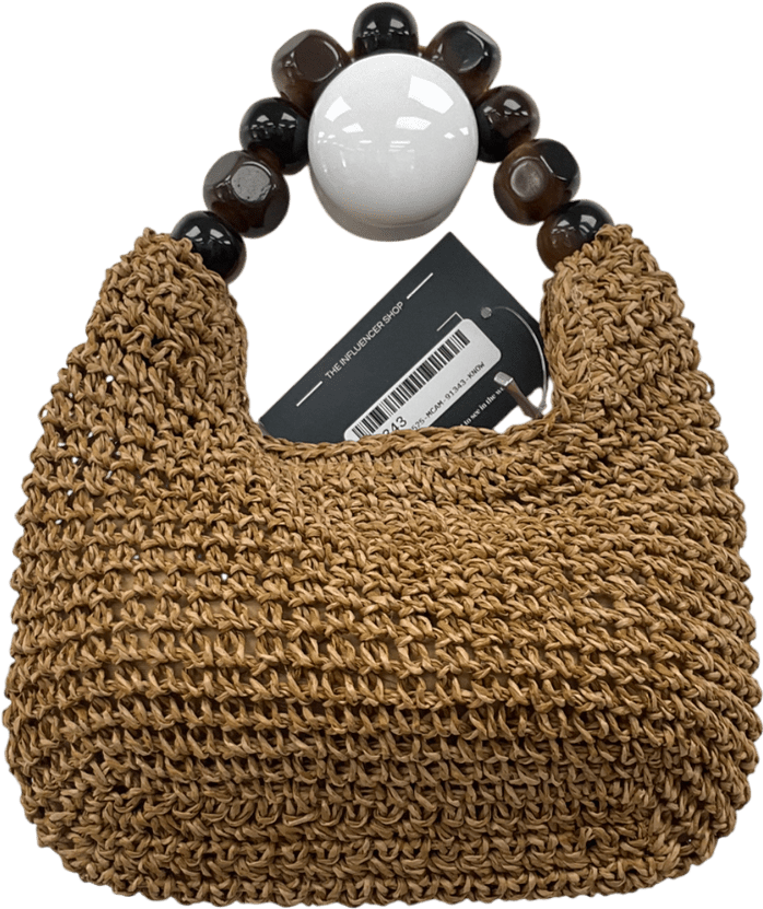 ASOS Beige Straw Grab Bag With Resin Ball Handle - Reliked