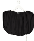 ASOS Black Gathered Bubble Hem Shoulder Pad Top UK S - Reliked