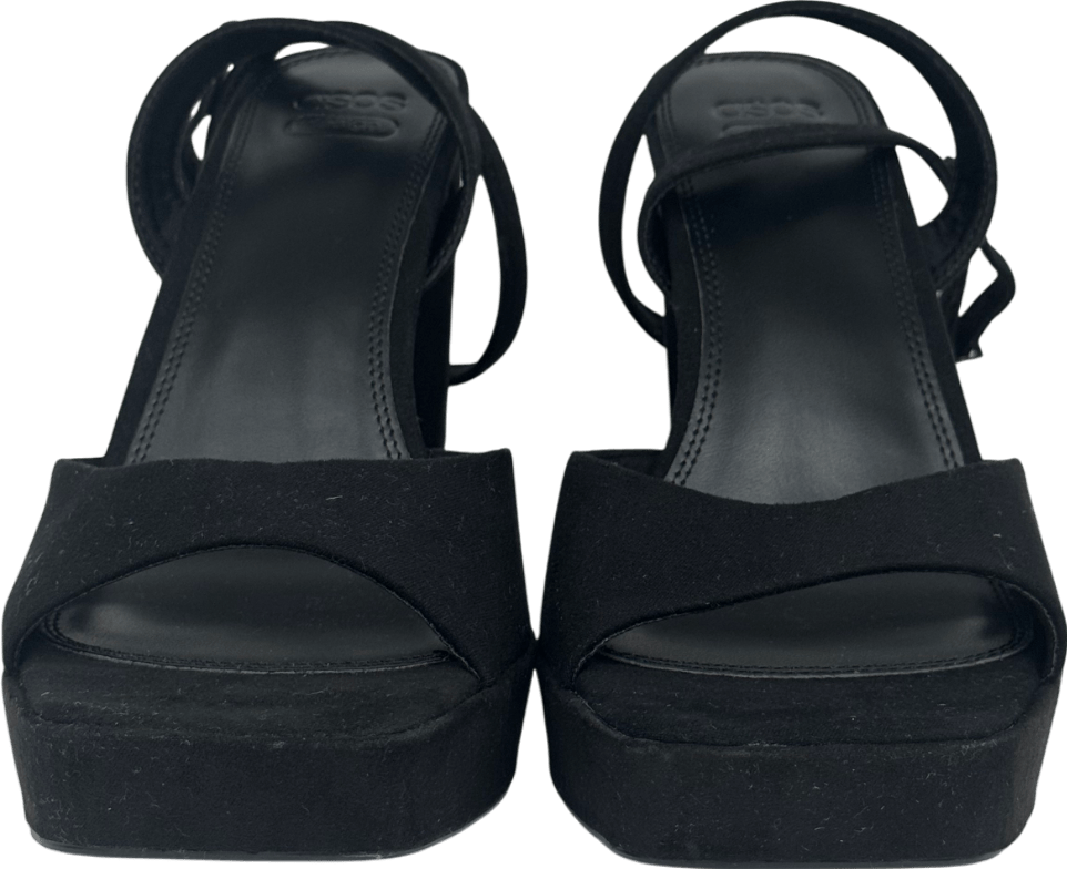 ASOS Black Naples Platform Barely There Block Heeled Sandals UK 8 EU 41 👠 - Reliked