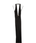 ASOS Black Super Plunge Maxi Dress With Oversized Gold Trim UK 10 - Reliked