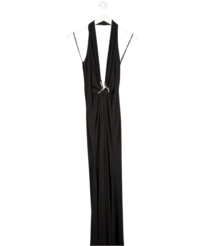 ASOS Black Super Plunge Maxi Dress With Oversized Gold Trim UK 10 - Reliked ASOS Black Super Plunge Maxi Dress With Oversized Gold Trim UK 10 - Reliked