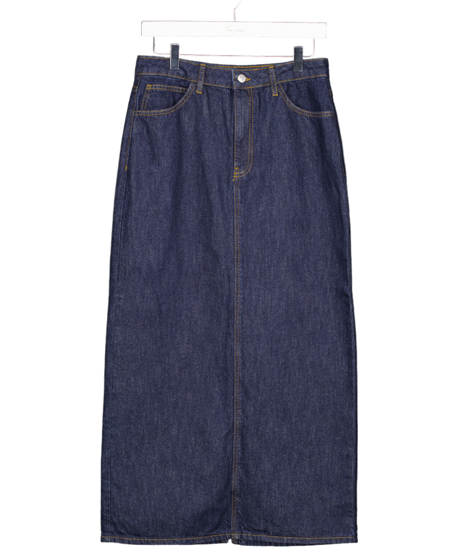 ASOS Blue Classic Denim Midi Skirt UK S - Reliked