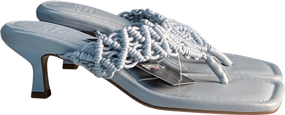 ASOS Blue Hawaii Weave Toe Thong Kitten Heeled Sandals UK 4 EU 37 👠 - Reliked