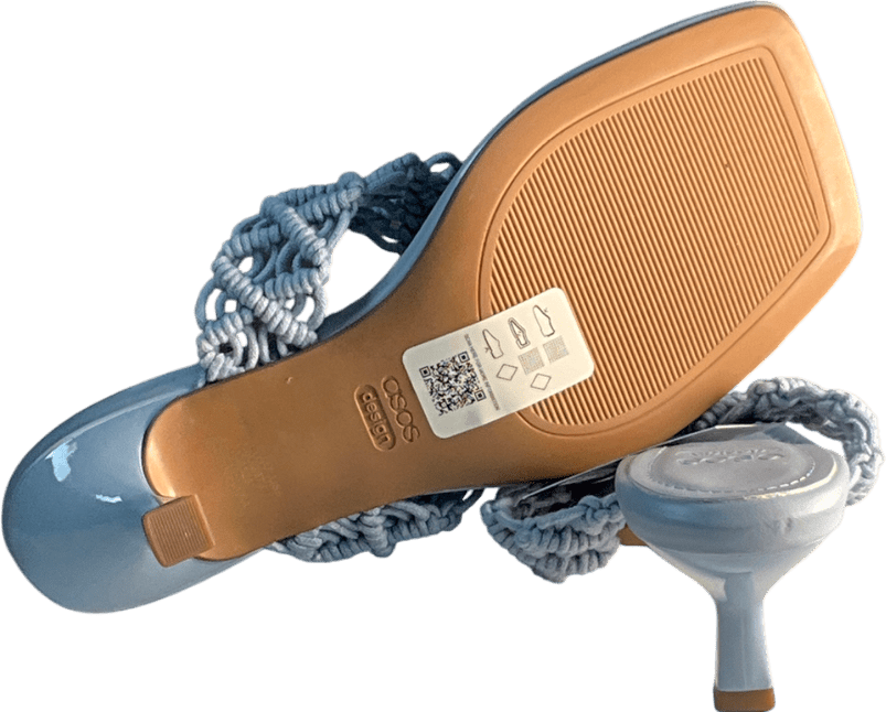 ASOS Blue Hawaii Weave Toe Thong Kitten Heeled Sandals UK 4 EU 37 👠 - Reliked