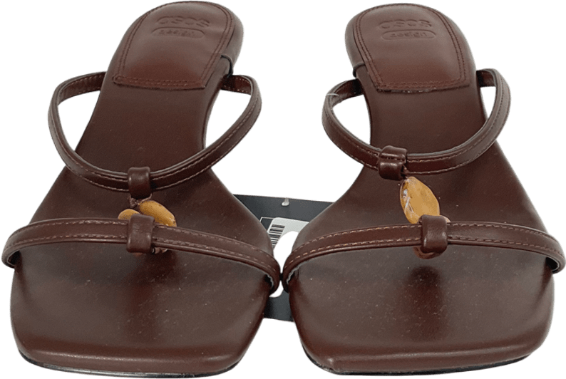 ASOS Brown Harmony Stone Trim Mid Sandal In Chocolate UK 6 EU 39 👠 - Reliked