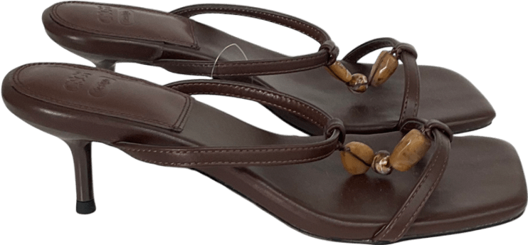 ASOS Brown Harmony Stone Trim Mid Sandal In Chocolate UK 6 EU 39 👠 - Reliked