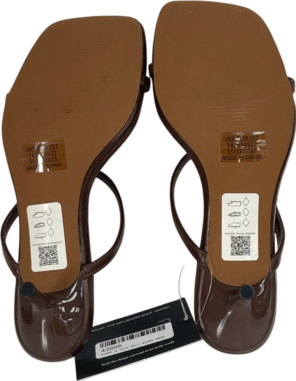 ASOS Brown Harmony Stone Trim Mid Sandal In Chocolate UK 6 EU 39 👠 - Reliked