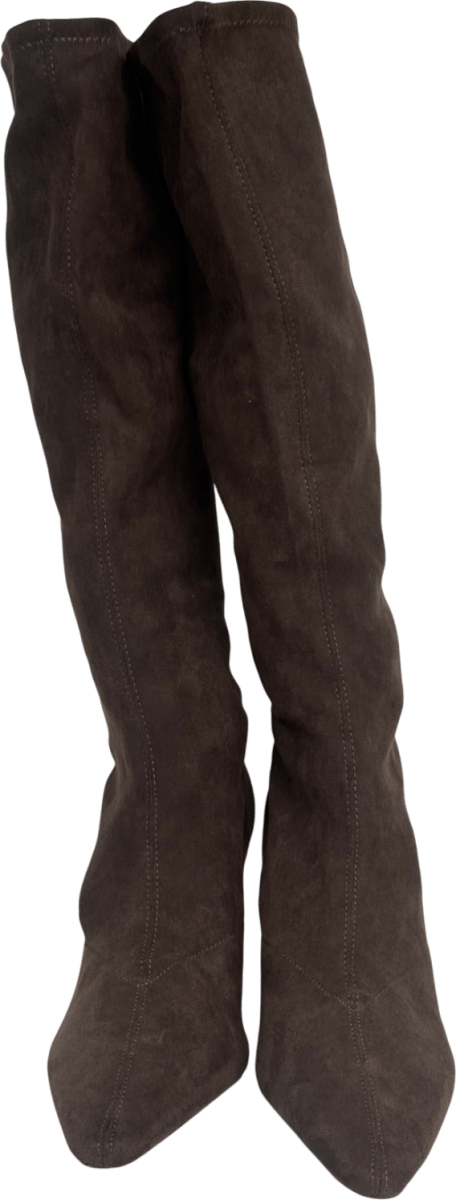 ASOS Brown Knee High Kitten Heel Boots In Chocolate UK 8 EU 41 👠 - Reliked