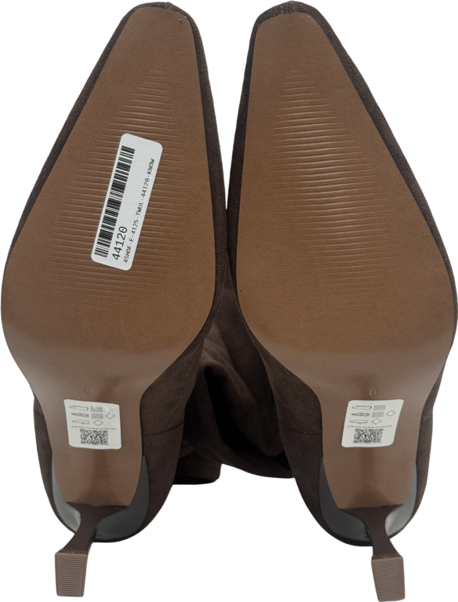 ASOS Brown Knee High Kitten Heel Boots In Chocolate UK 8 EU 41 👠 - Reliked