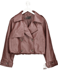 ASOS Brown Leather Look Bomber Trench Coat In Chocolate UK S - Reliked