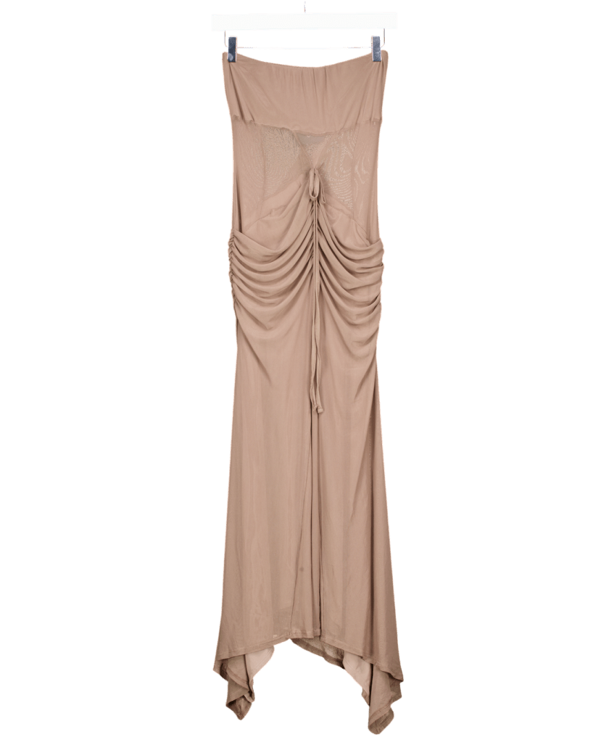 ASOS Brown Mesh Corsetted Bandeau Maxi Dress In Chocolate UK 8 - Reliked