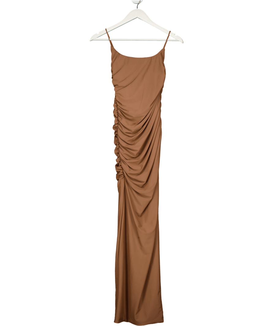 ASOS Brown Sculpting Jersey Square Neck Maxi Dress With Hook And Eye Back In Mocha UK 6 - Reliked