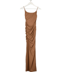 ASOS Brown Sculpting Jersey Square Neck Maxi Dress With Hook And Eye Back In Mocha UK 6 - Reliked