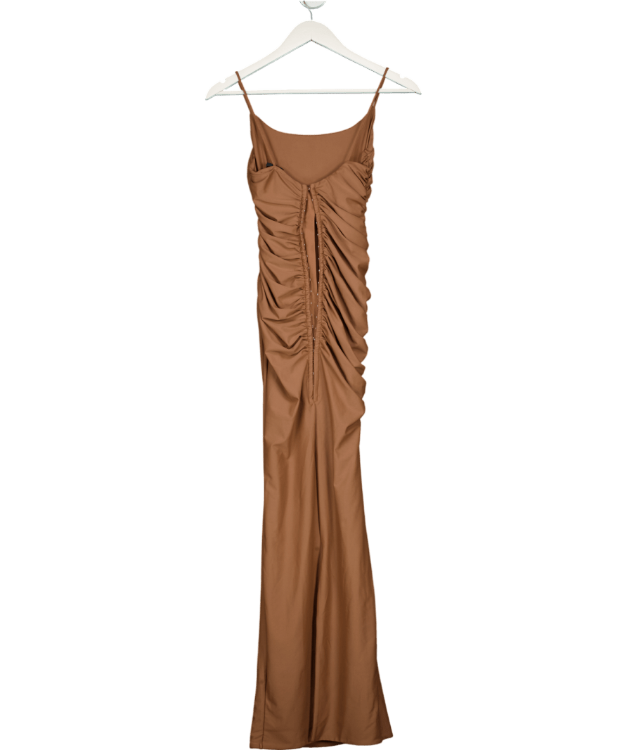 ASOS Brown Sculpting Jersey Square Neck Maxi Dress With Hook And Eye Back In Mocha UK 6 - Reliked