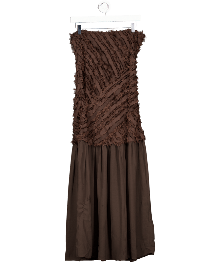 ASOS Brown Textured Dropped Waist Cami Midi Dress UK 6 - Reliked