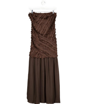 ASOS Brown Textured Dropped Waist Cami Midi Dress UK 6