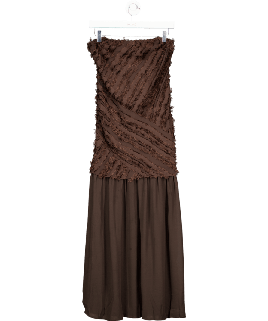 ASOS Brown Textured Dropped Waist Cami Midi Dress UK 6 - Reliked