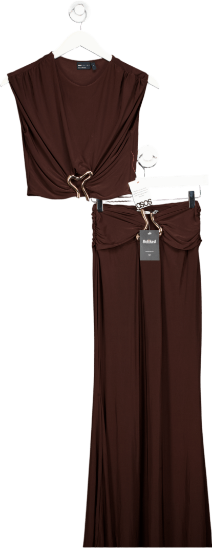 ASOS Brown Two Piece Skirt Set UK S - Reliked