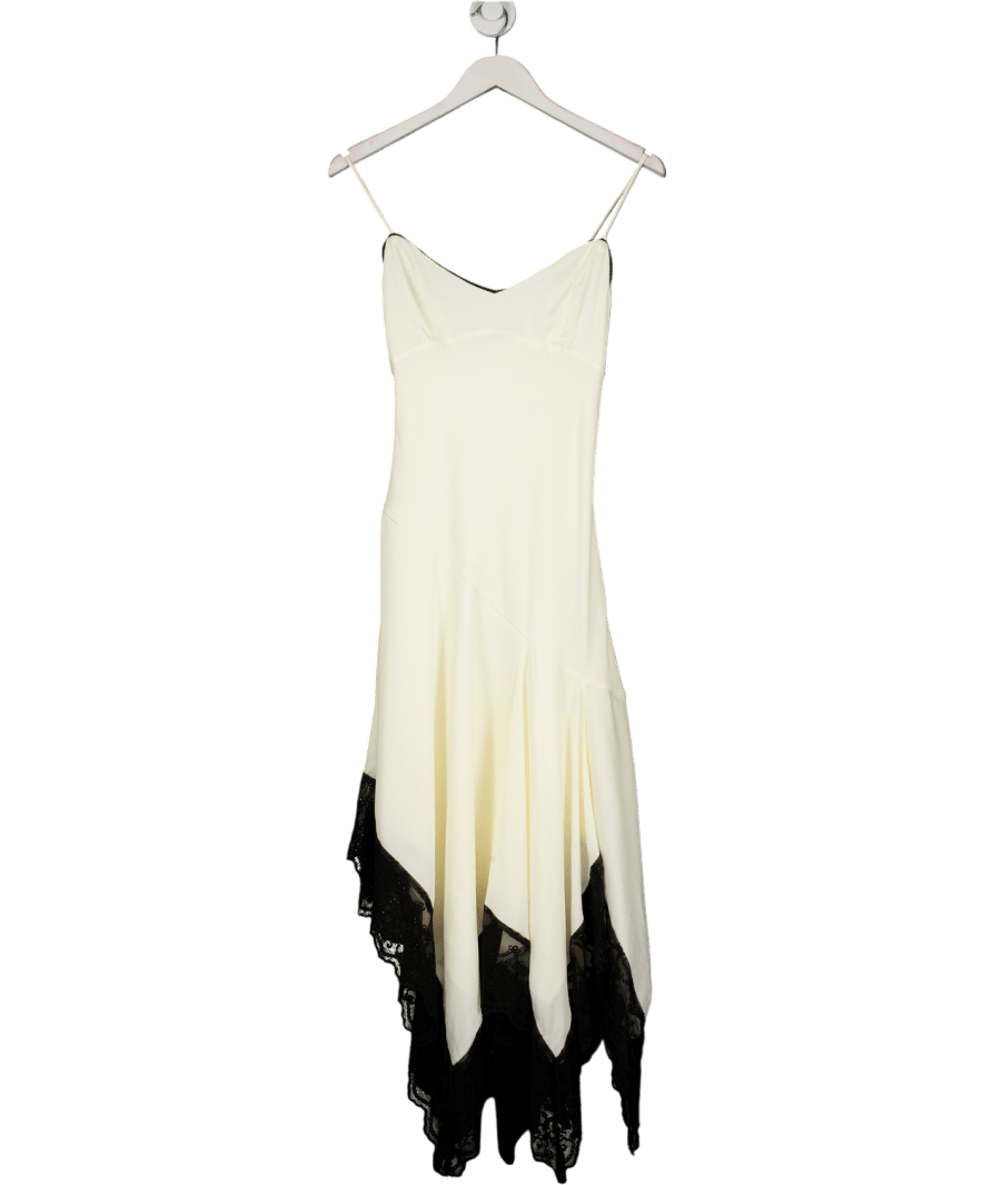 ASOS Cami Cream Slip Dress With Black Contrast Lace And Hanky Hem UK 10 - Reliked