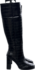 ASOS Courtney Block Heel Knee Boots In Black Croc UK 4 EU 37 👠 - Reliked
