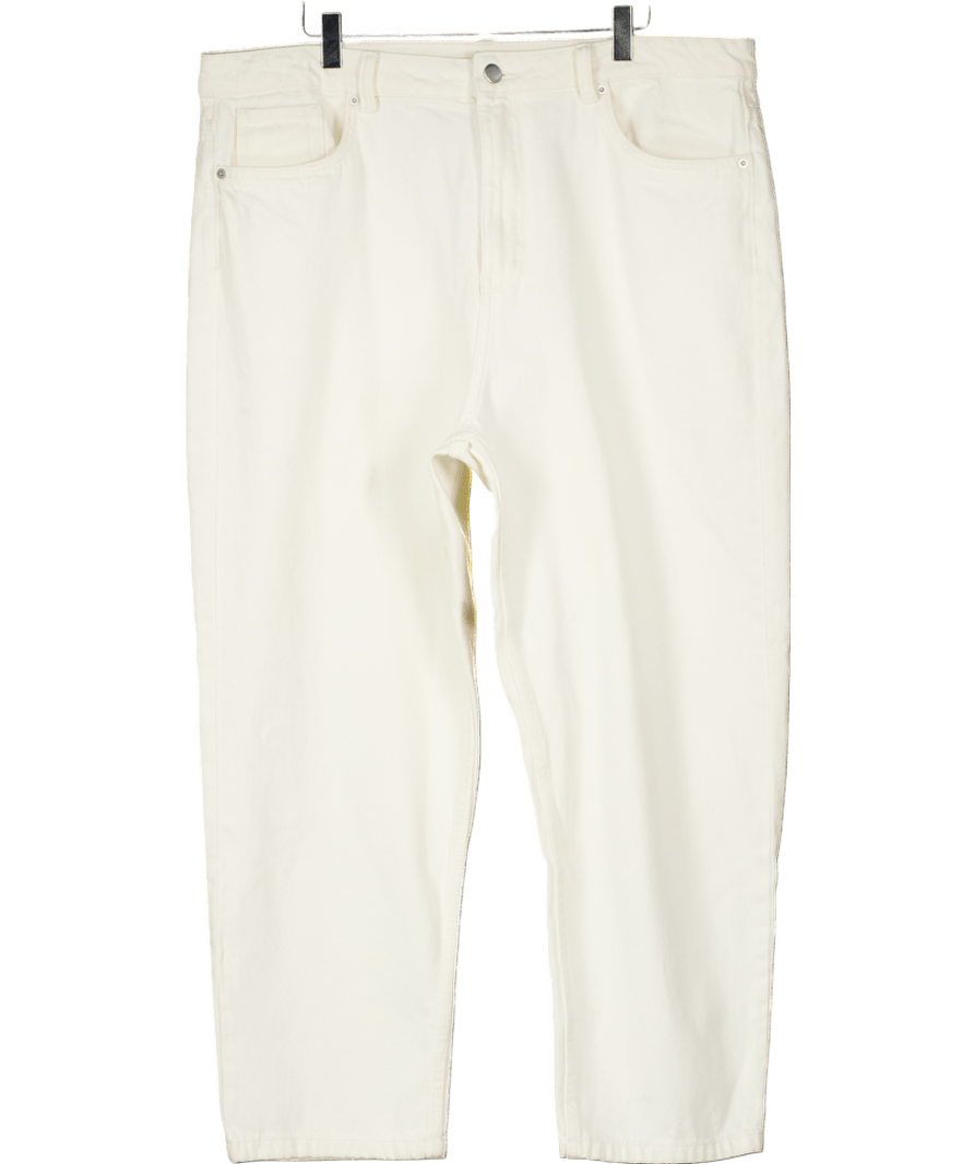 ASOS Cream Barrel Jean With Gold Dome Stud Details In Ecru - L32 W36 - Reliked