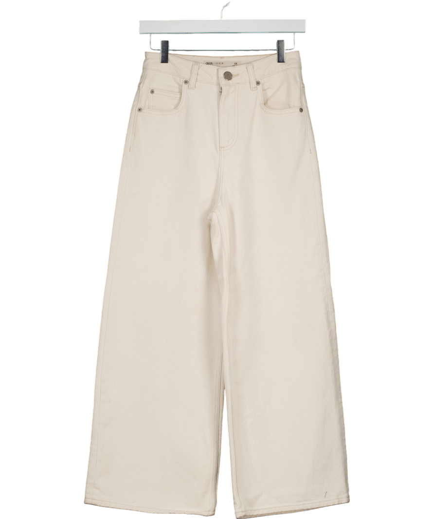 ASOS Cream Denim Ecru Wide Leg Jeans L32 W25 - Reliked