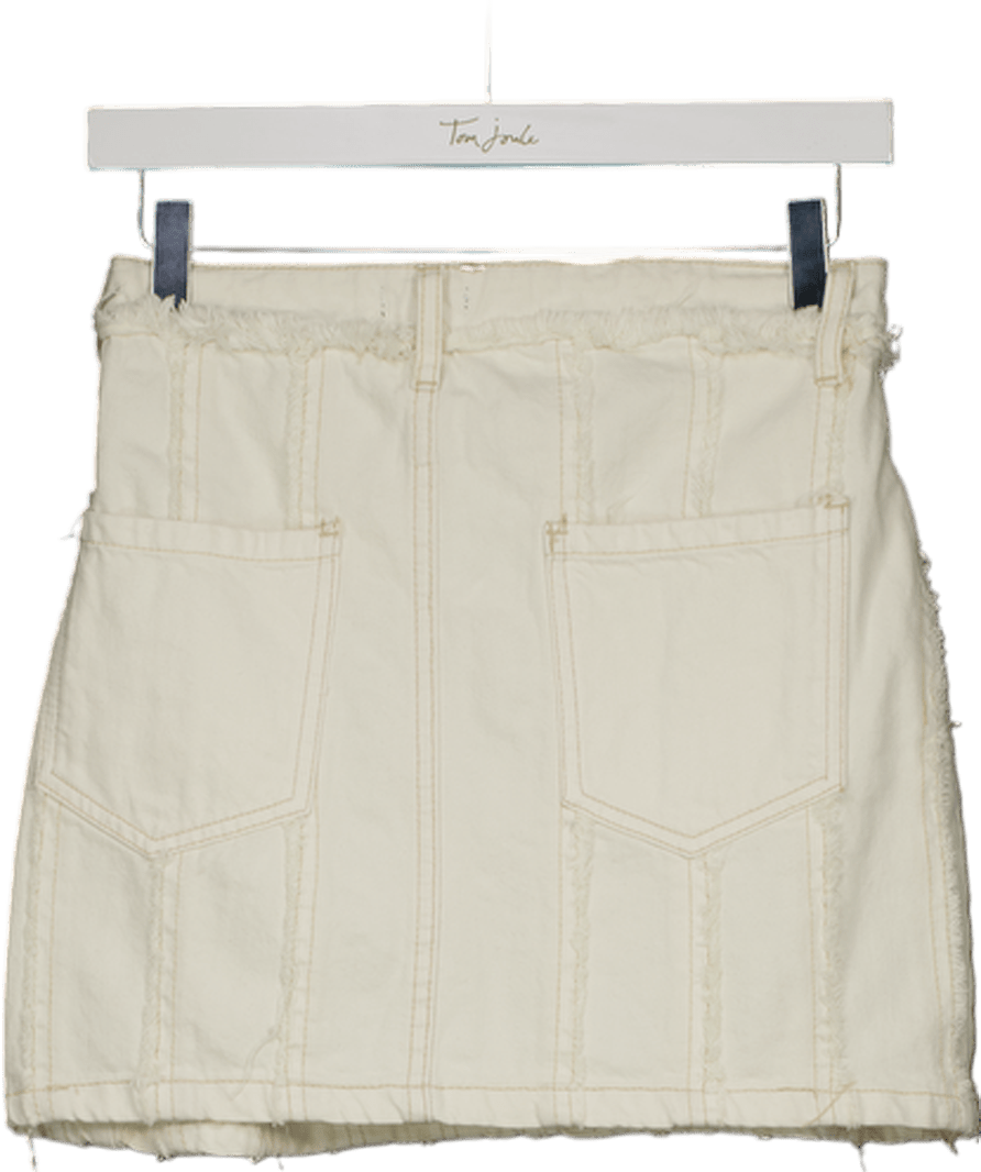 ASOS Cream Distressed Denim Skirt UK 6 - Reliked