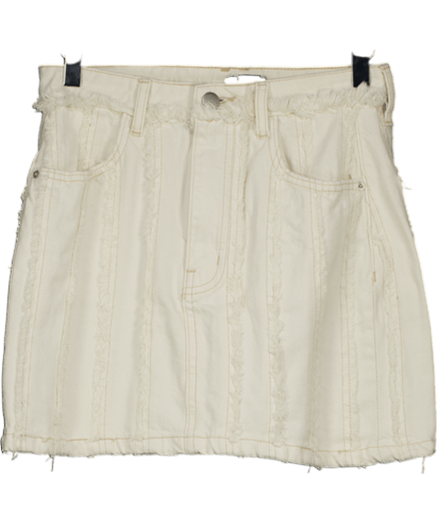 ASOS Cream Distressed Denim Skirt UK 6 - Reliked