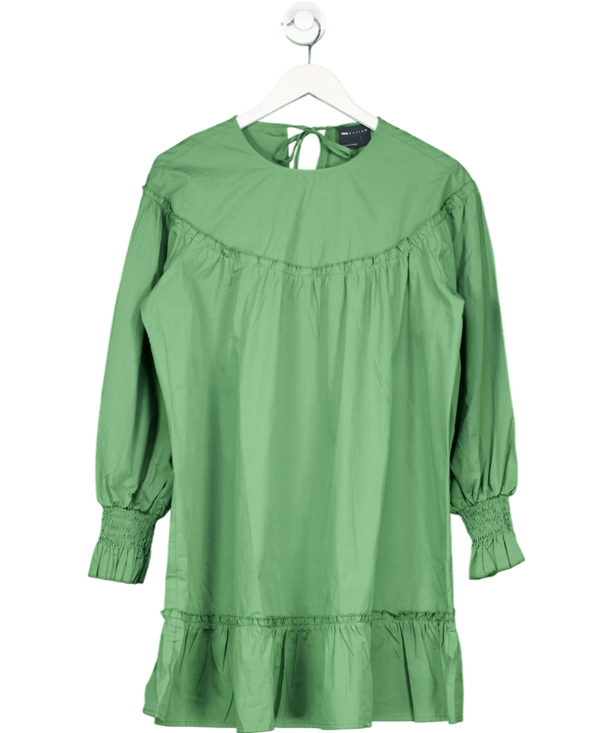 ASOS Crew Neck Poplin Mini Dress In Green UK 10 - Reliked