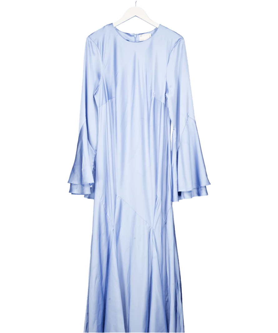 ASOS Curve Blue Premium Satin Long Sleeve Maxi Dress UK 18 - Reliked