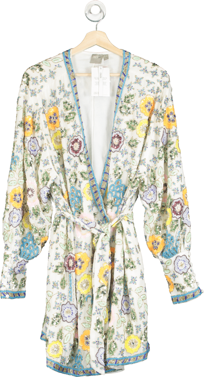 ASOS Curve ight floral embellished wrap mini dress UK 18 - Reliked