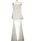 ASOS Cutwork Embellished Structured Maxi Dress With Sheer Full Skirt In White UK 8 - Reliked