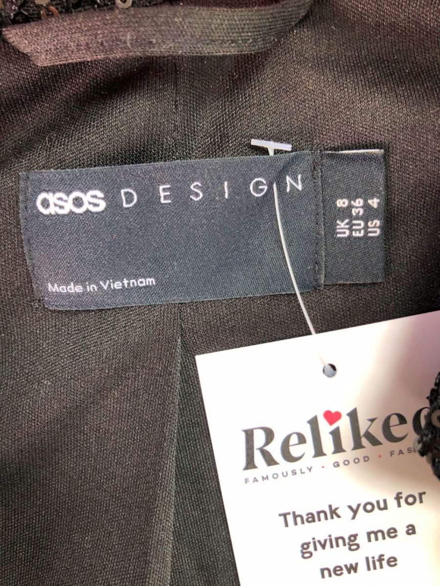 ASOS Design Black Sequin Blazer UK 8 - Reliked
