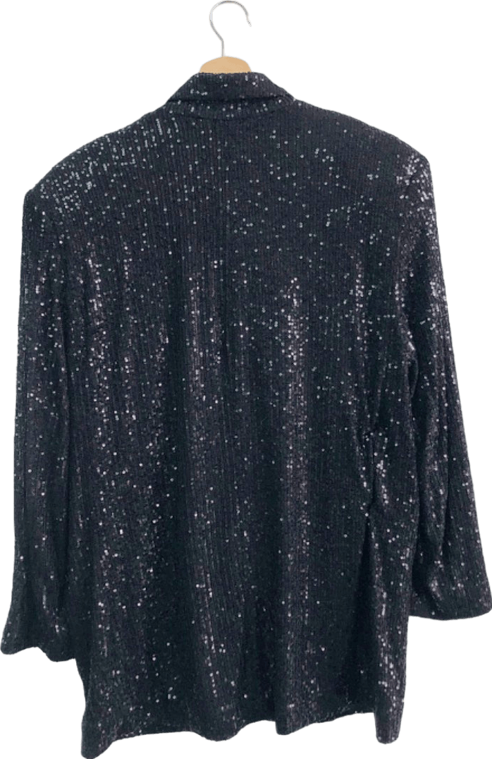 ASOS Design Black Sequin Blazer UK 8 - Reliked