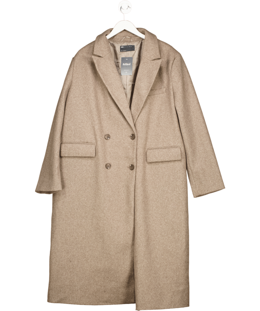 ASOS Design Brown Oversize Double Breasted Coat UK L - Reliked