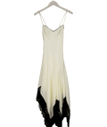 ASOS Design Cami Cream Slip Dress With Black Contrast Lace And Hanky Hem UK 6 - Reliked