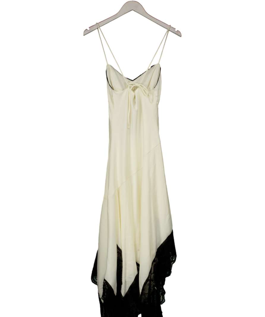 ASOS Design Cami Cream Slip Dress With Black Contrast Lace And Hanky Hem UK 6 - Reliked